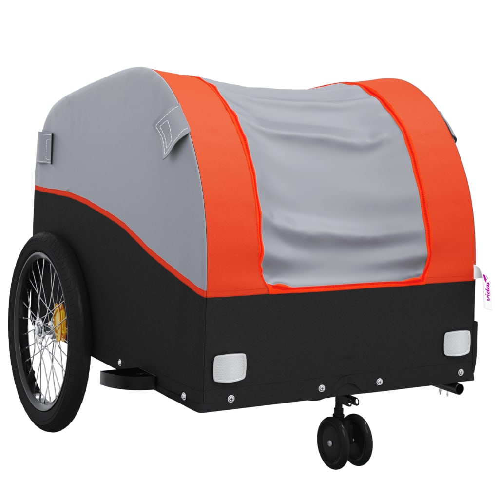 vidaXL Remolque para bicicleta hierro negro y naranja 30 kg - Image 4