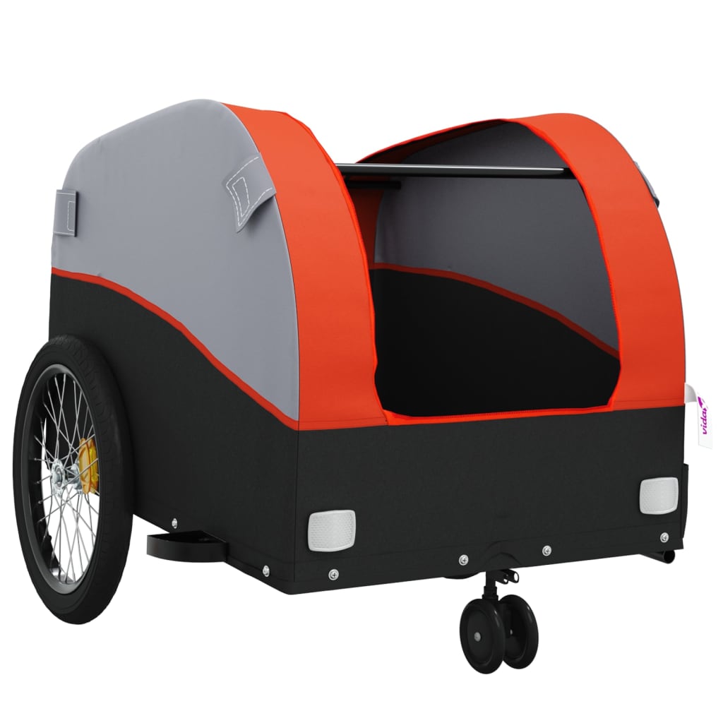 vidaXL Remolque para bicicleta hierro negro y naranja 30 kg - Image 5