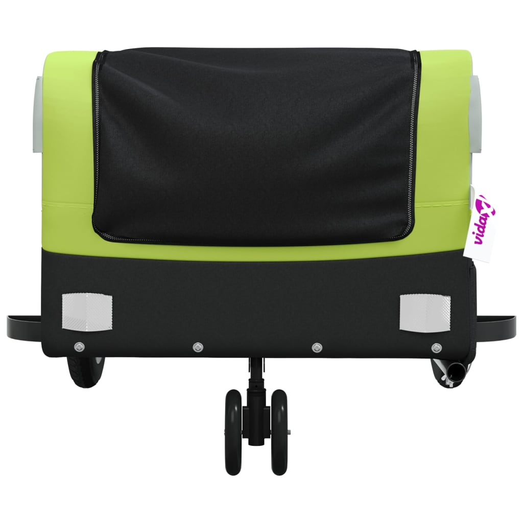 vidaXL Remolque para bicicleta hierro negro y verde 30 kg - Image 6