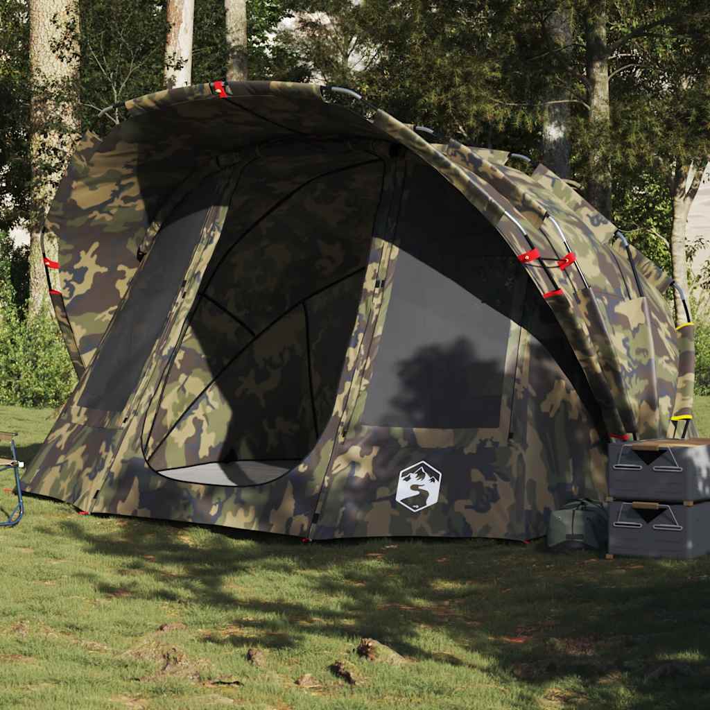vidaXL Tienda de pesca para 5 personas impermeable camuflaje