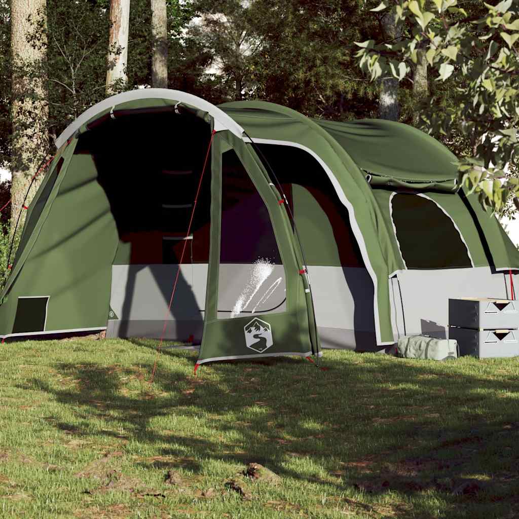 vidaXL Tienda de campaña familiar 6 personas impermeable verde