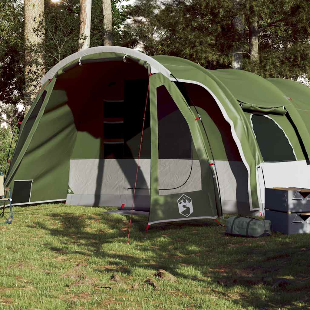 vidaXL Tienda de campaña familiar túnel 8 personas impermeable verde