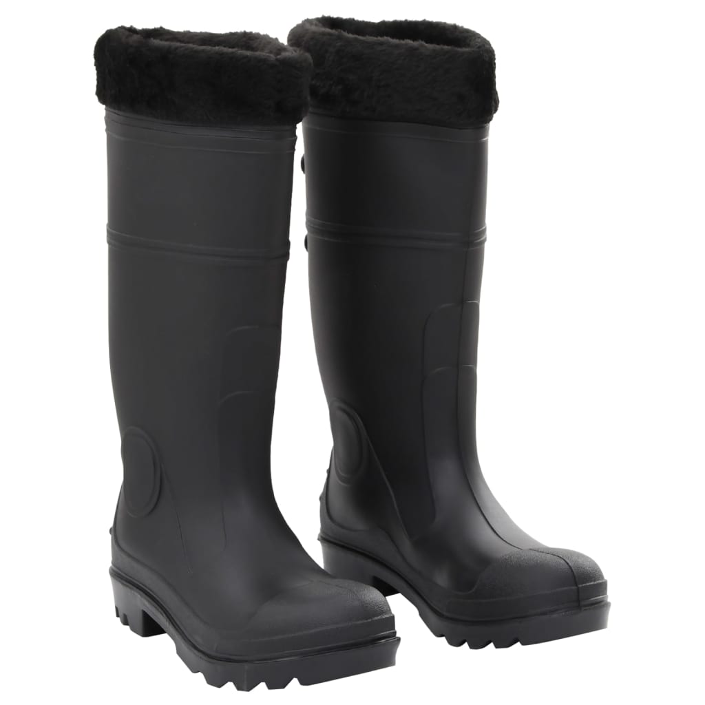 vidaXL Botas de agua con calcetines extraíbles negro número 38 PVC
