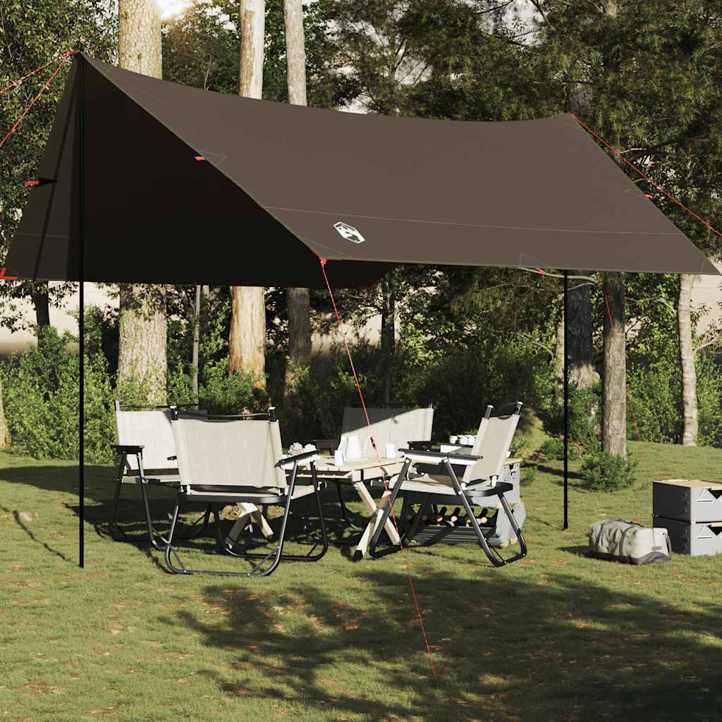 vidaXL Lona de camping impermeable marrón 438x376x212 cm