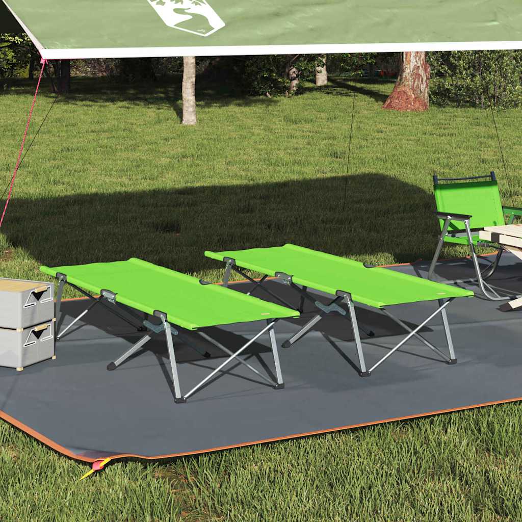 vidaXL Cama de Camping Plegable 2 pcs Verde oscuro 62 x 194 x 42 cm