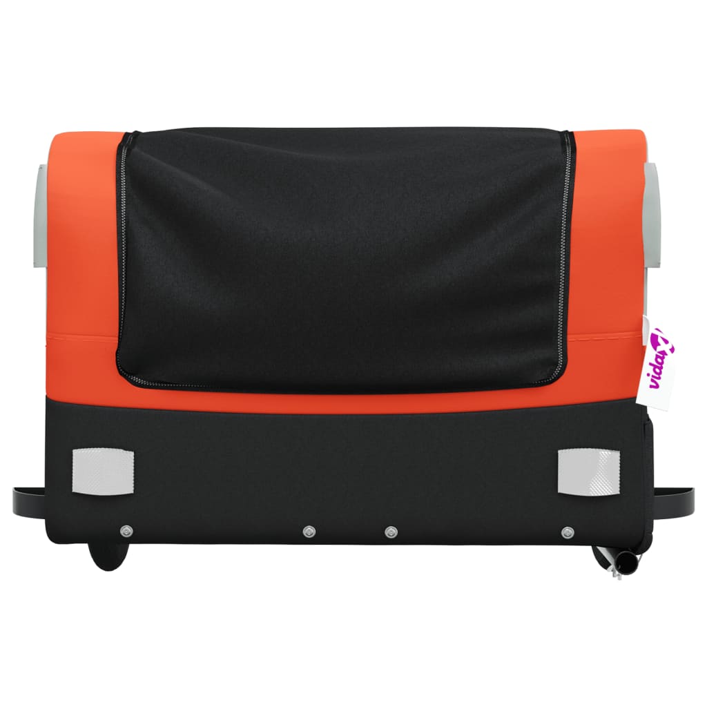 vidaXL Remolque para bicicleta hierro negro y naranja 45 kg - Image 6