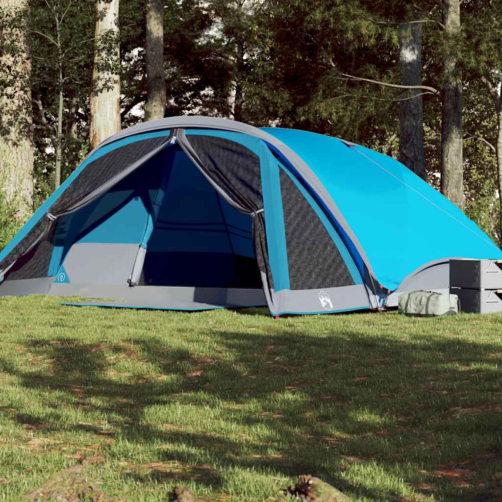 vidaXL Tienda de campaña familiar para 6 personas impermeable azul
