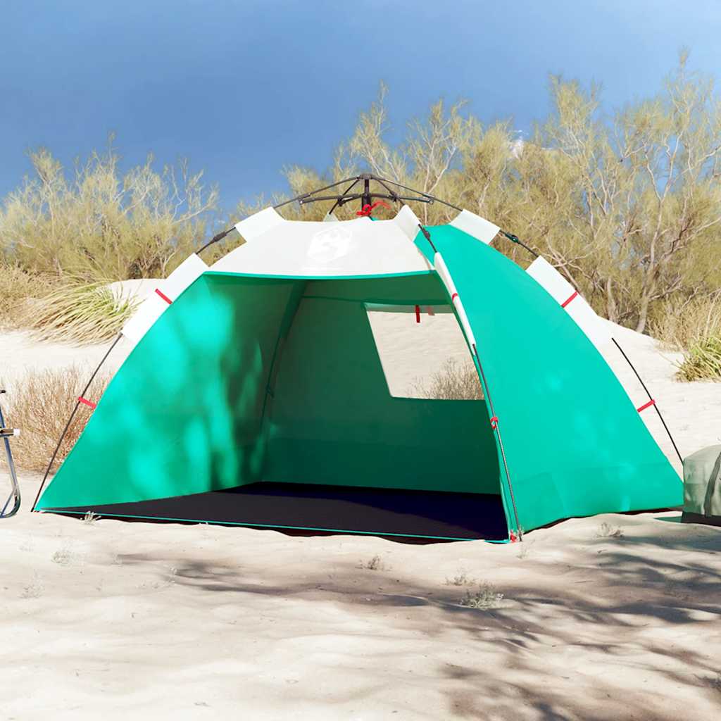 vidaXL Tienda de playa 2 personas impermeable apertura rápida verde