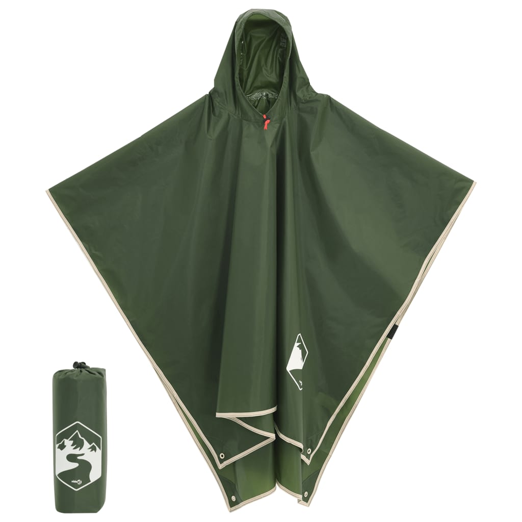 vidaXL Poncho de lluvia con capucha diseño 2 en 1 verde 223x145 cm