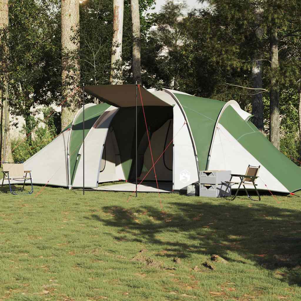 vidaXL Tienda de campaña familiar iglú 6 personas impermeable verde