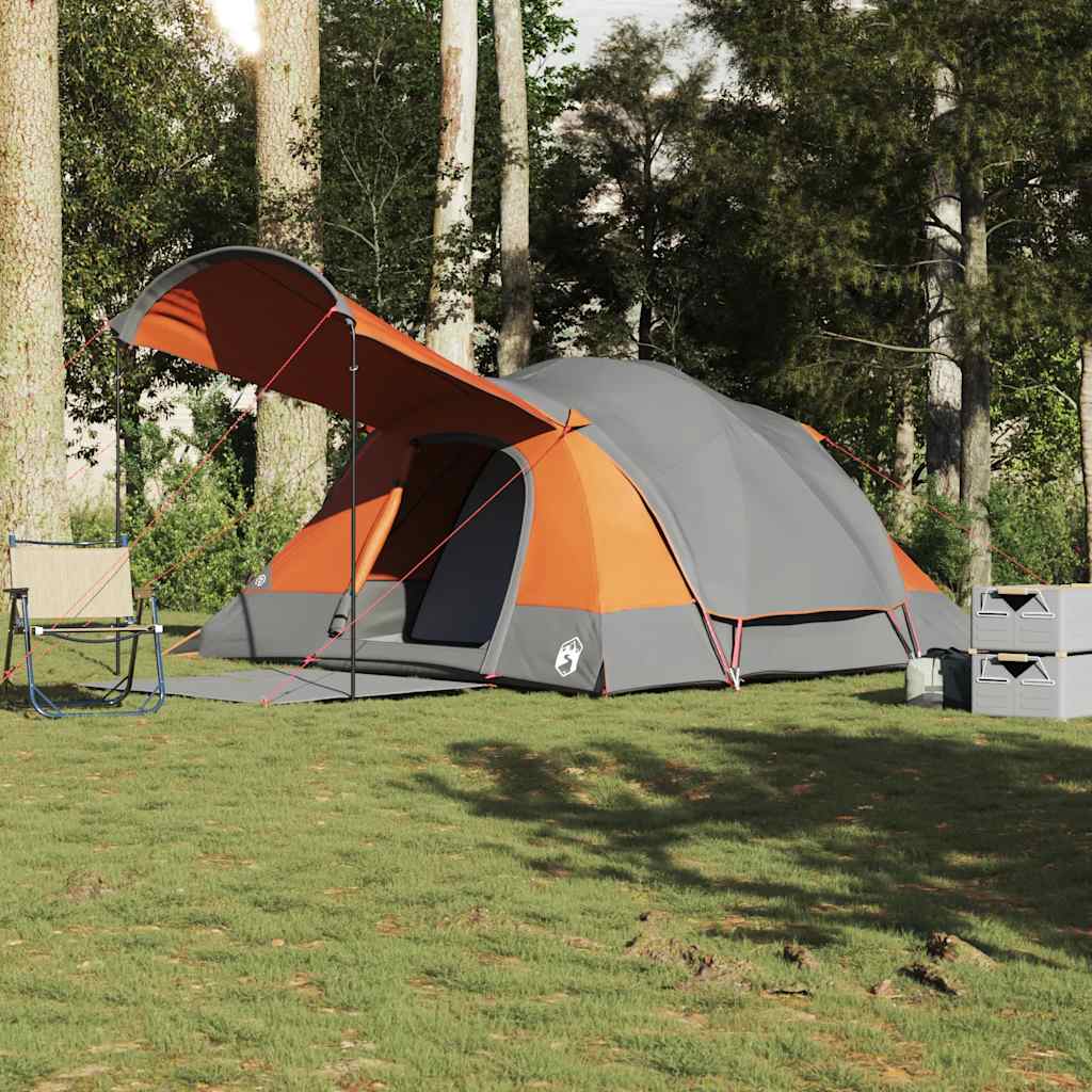 vidaXL Tienda de campaña familiar túnel 8 personas impermeable naranja