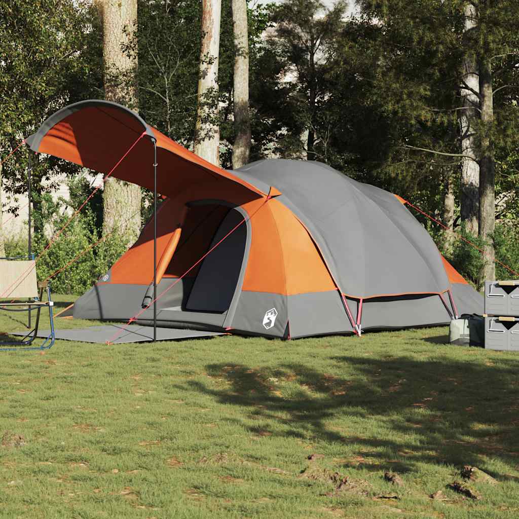 vidaXL Tienda de campaña familiar túnel 8 personas impermeable naranja - Image 4