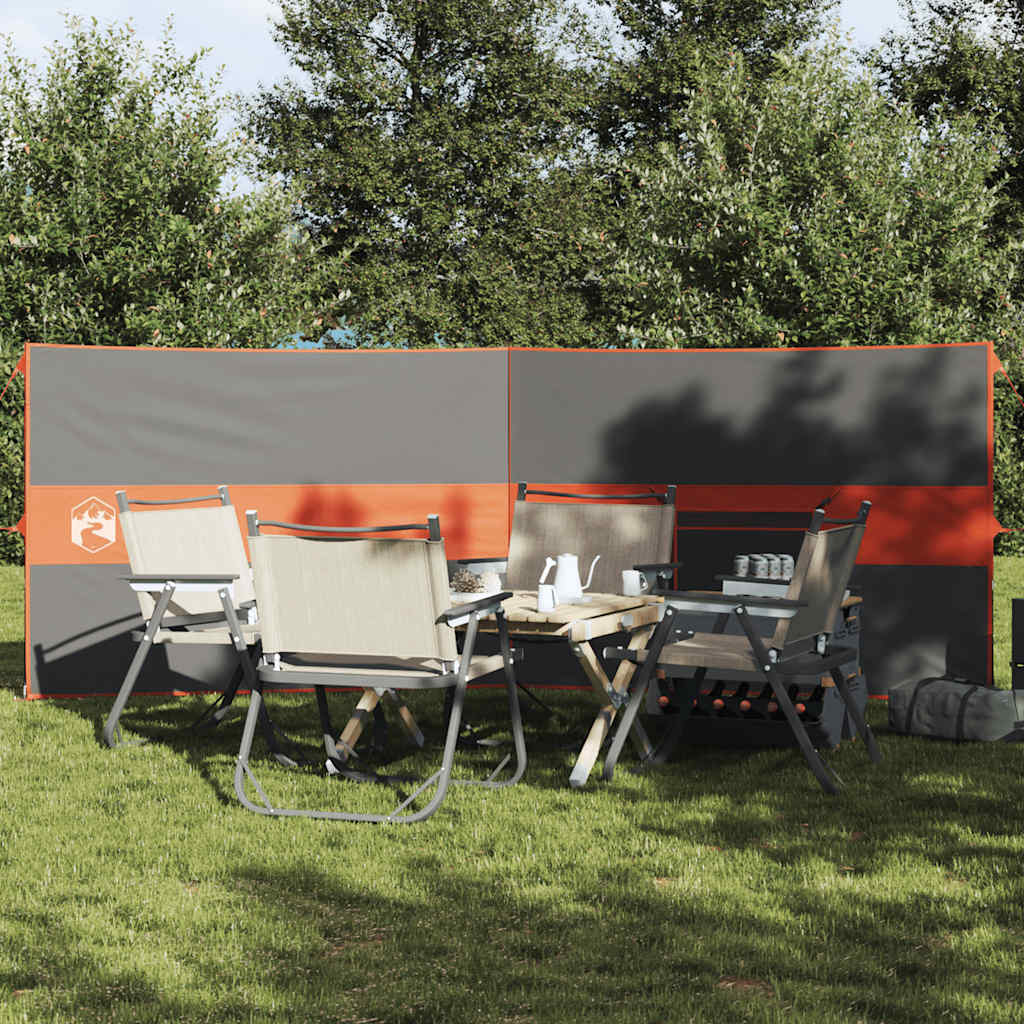 vidaXL Cortaviento de camping impermeable gris naranja 344x120 cm