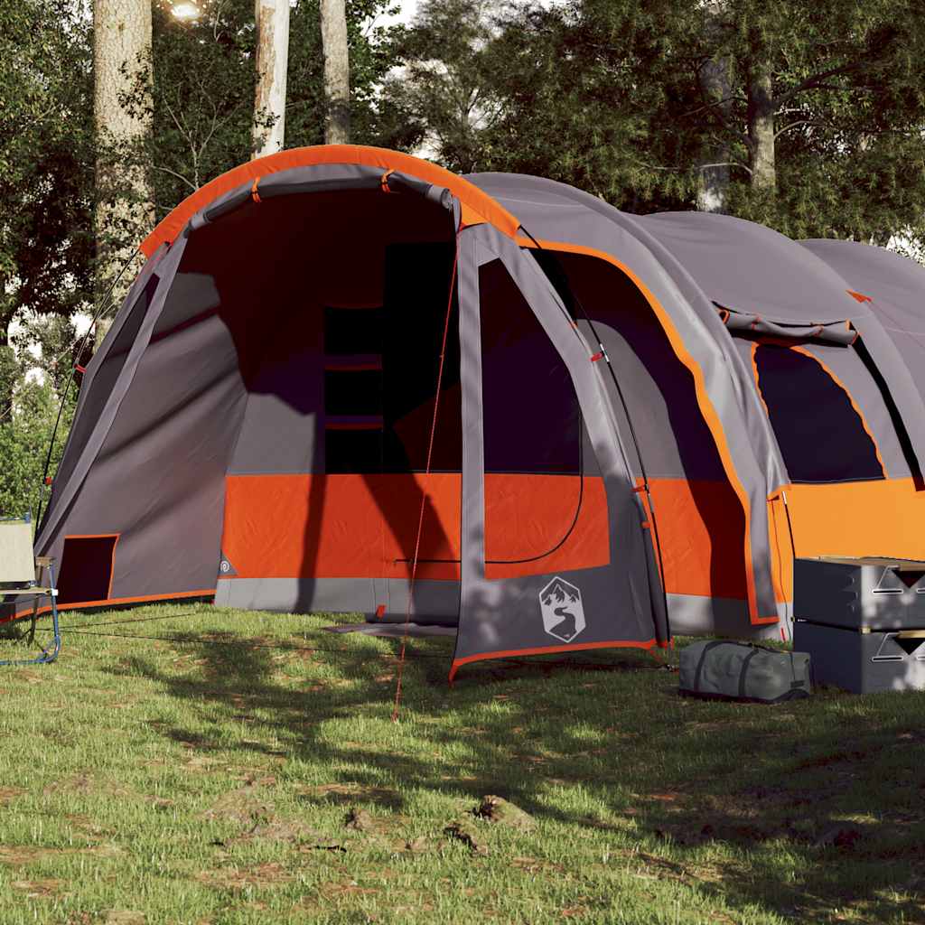 vidaXL Tienda de campaña familiar túnel 8 personas impermeable gris