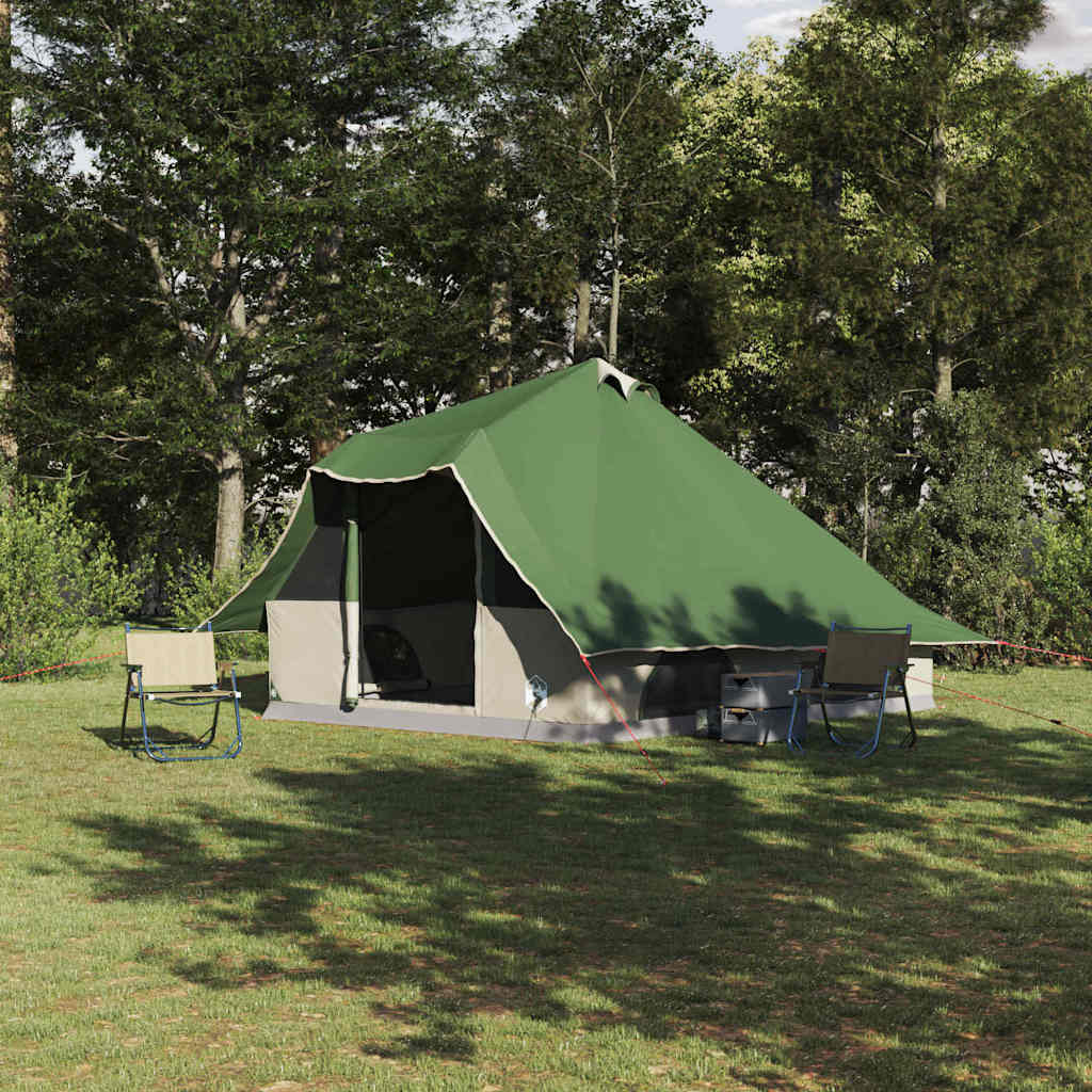 vidaXL Tienda Tipi Familiar Manual Verde y Marrón 358 x 296 x 258 cm