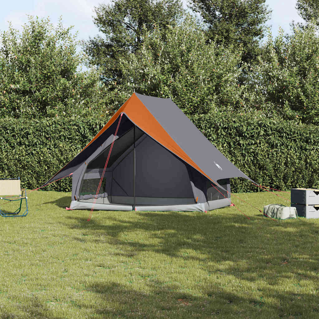 vidaXL Carpas con techo Gris y naranja 220 x 233 x 184 cm Poliéster