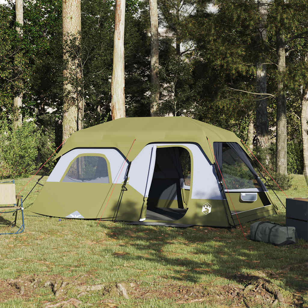 vidaXL Tienda familiar 9 personas impermeable apertura rápida verde