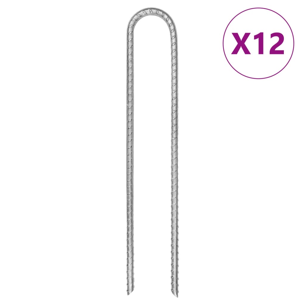 vidaXL Clavijas de tienda forma U 12 uds acero galvanizado 30 cm Ø7 mm