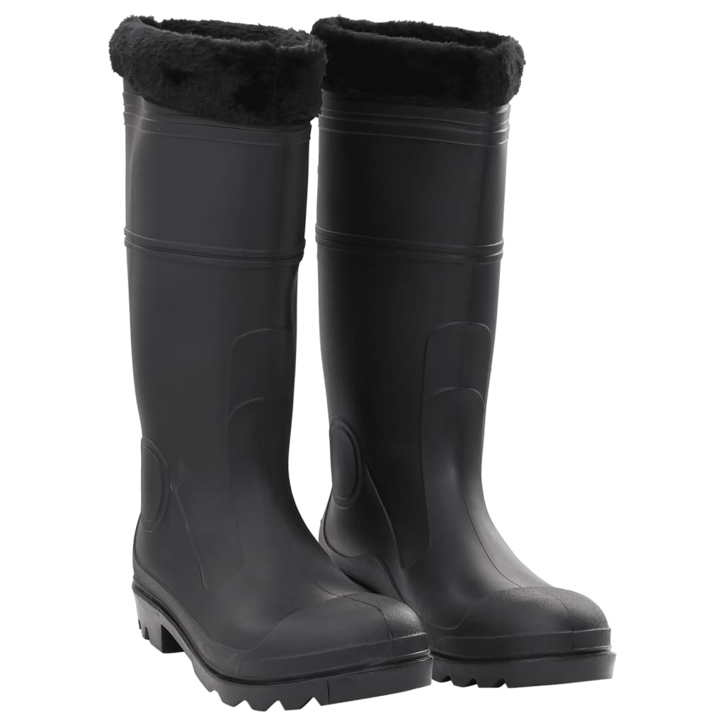 vidaXL Botas de agua con calcetines extraíbles negro número 44 PVC