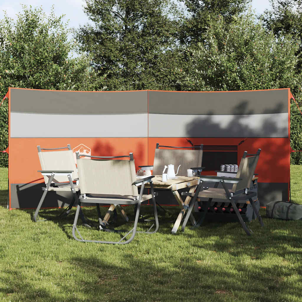 vidaXL Cortaviento de camping impermeable gris naranja 340x130 cm
