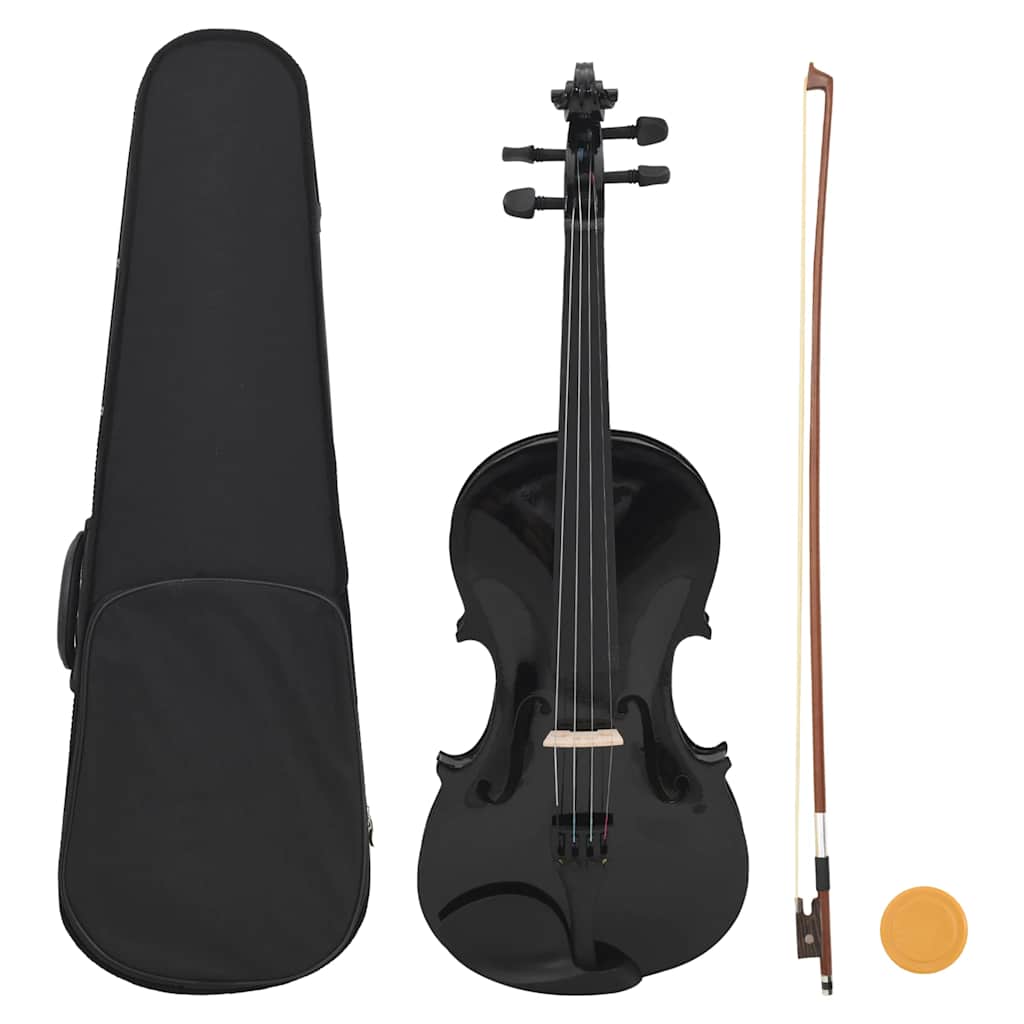 vidaXL Juego completo de violín con arco y mentonera negro 4/4