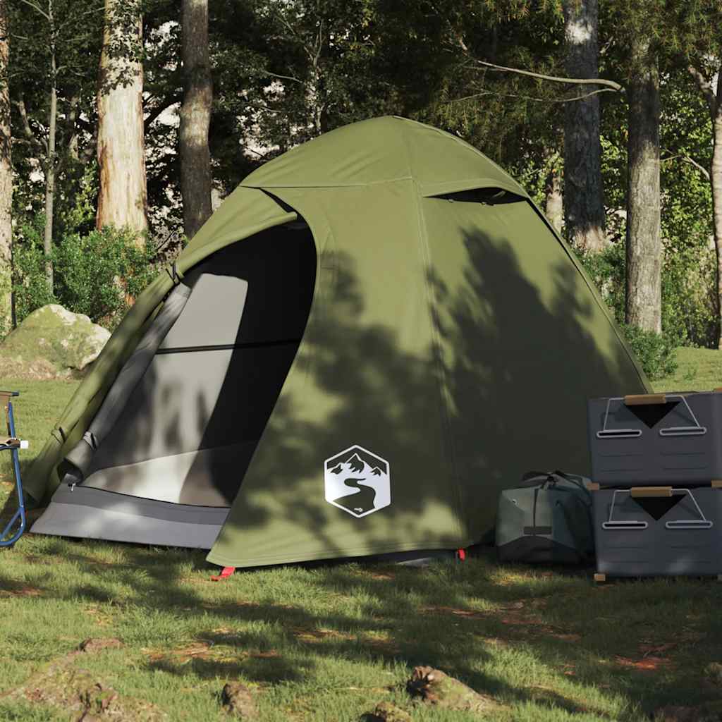 vidaXL Tienda de campaña iglú para 2 personas impermeable verde oliva