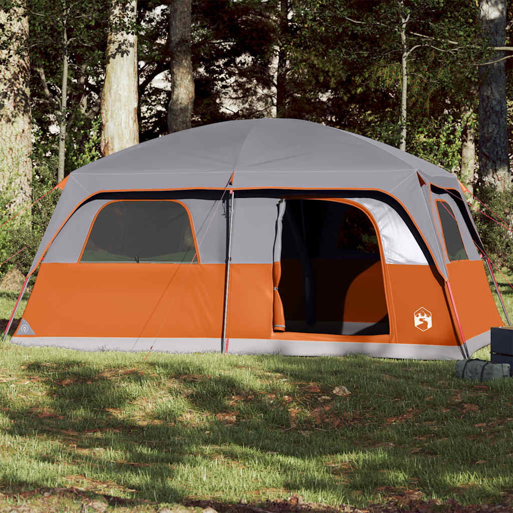 vidaXL Tienda de campaña familiar 8 personas impermeable gris naranja