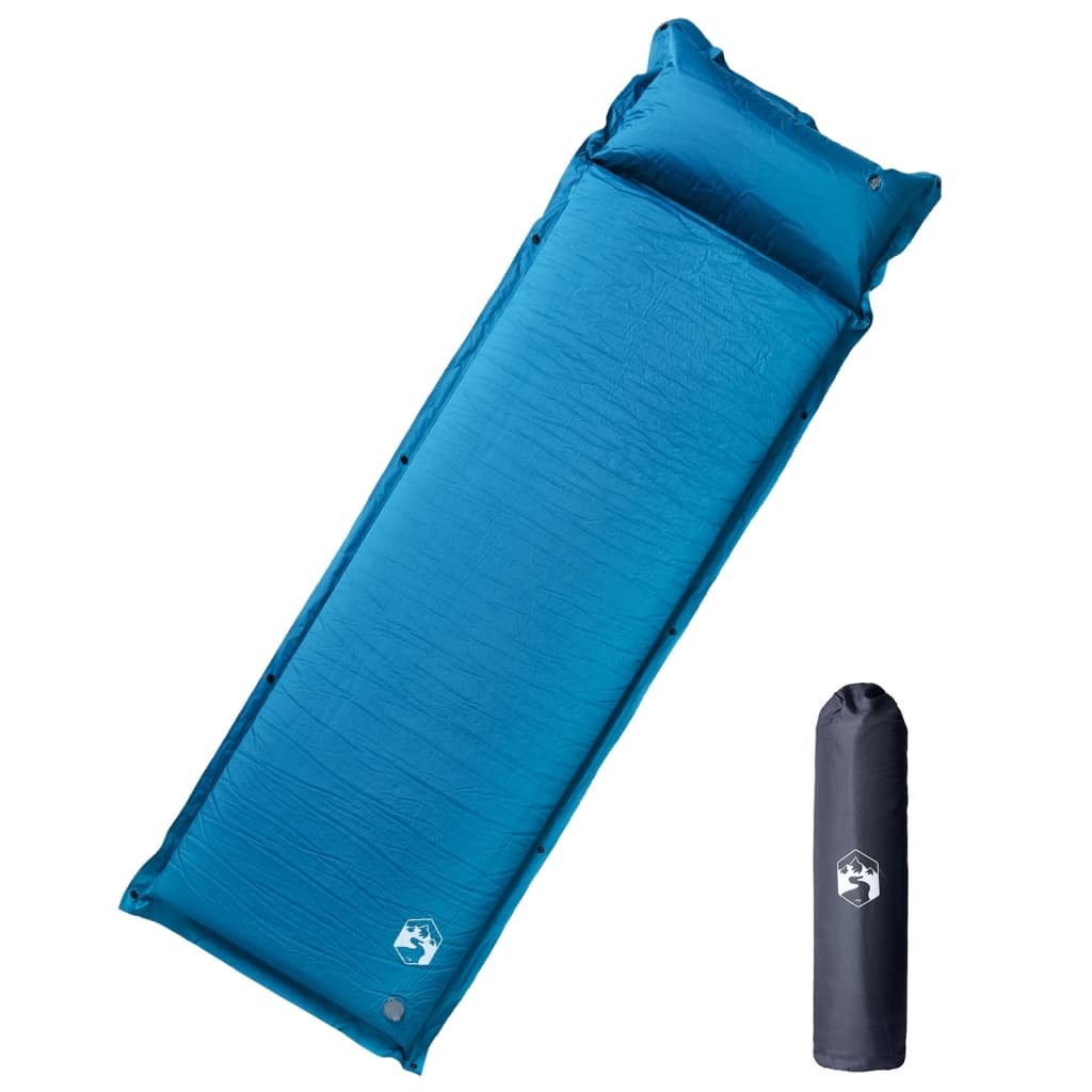 vidaXL Colchón de camping autoinflable con almohada 1 persona turquesa