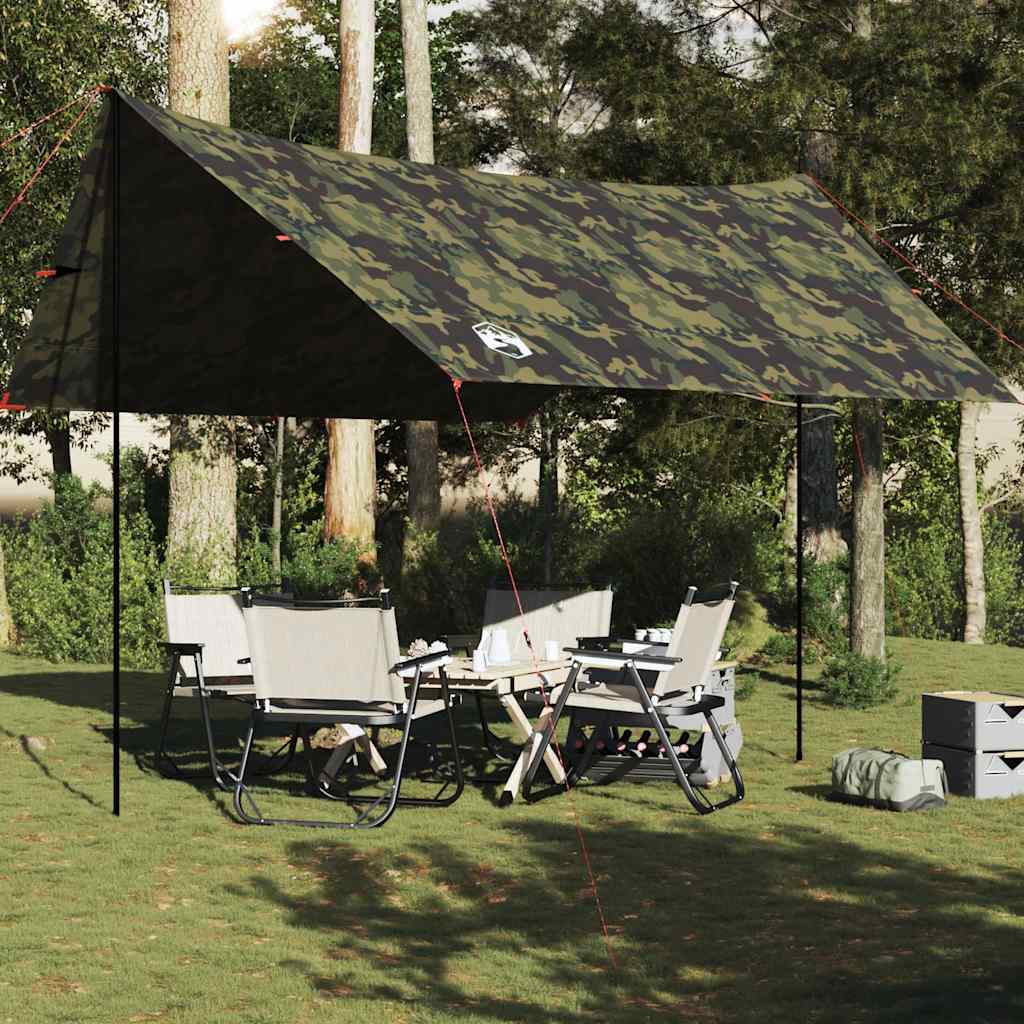 vidaXL Lona de camping impermeable camuflaje 438x376x212 cm