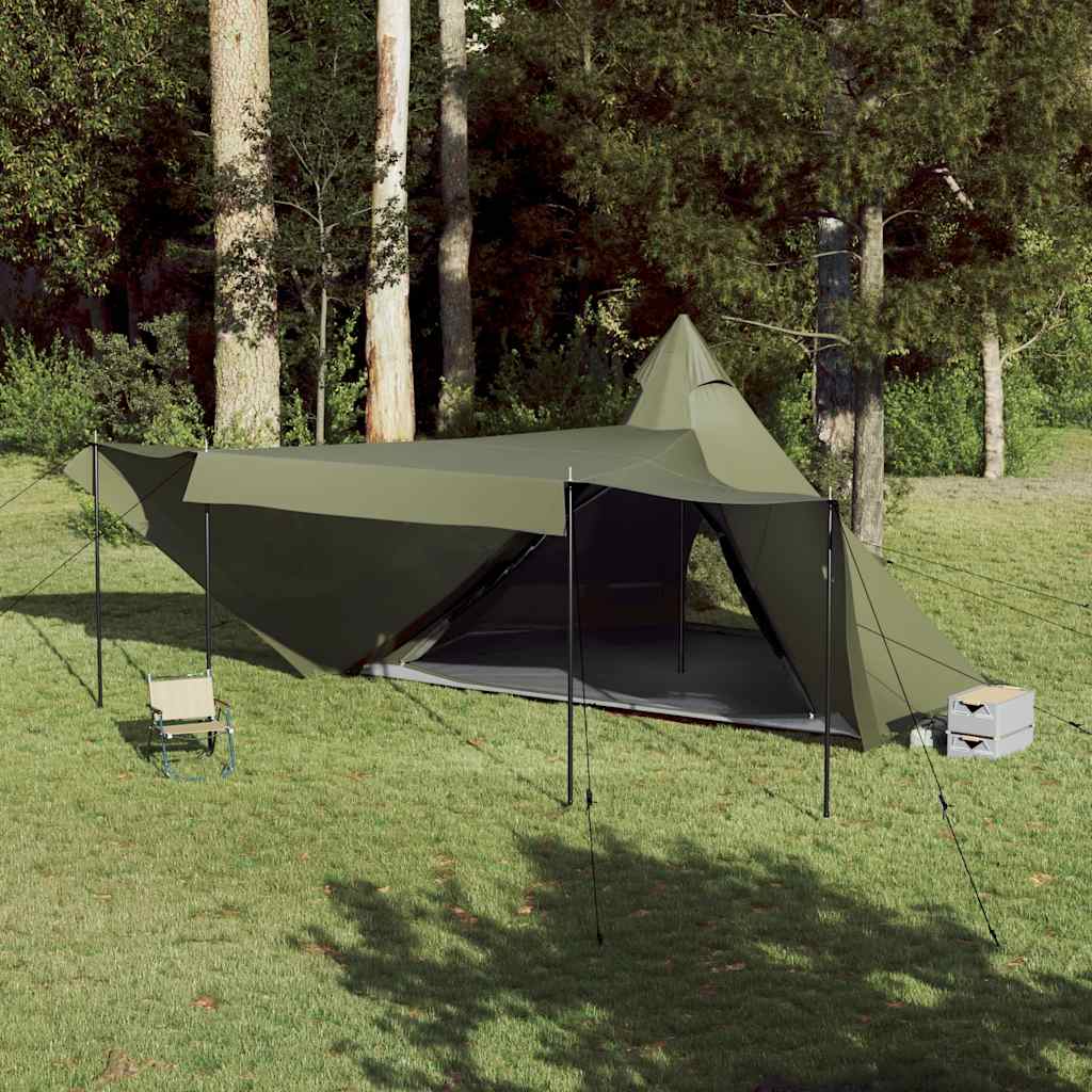 vidaXL Tienda campaña familiar tipi 8 personas impermeable verde oliva - Image 4