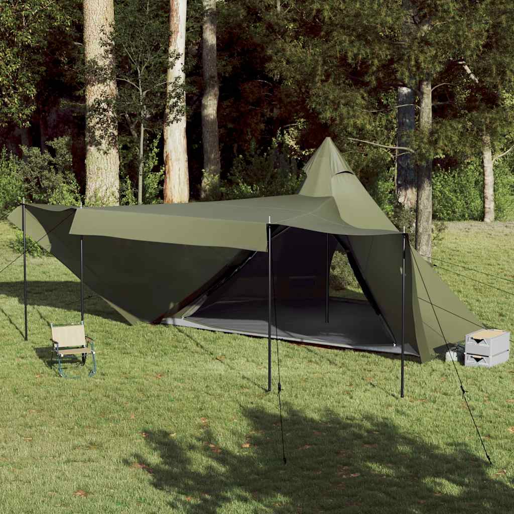 vidaXL Tienda campaña familiar tipi 8 personas impermeable verde oliva