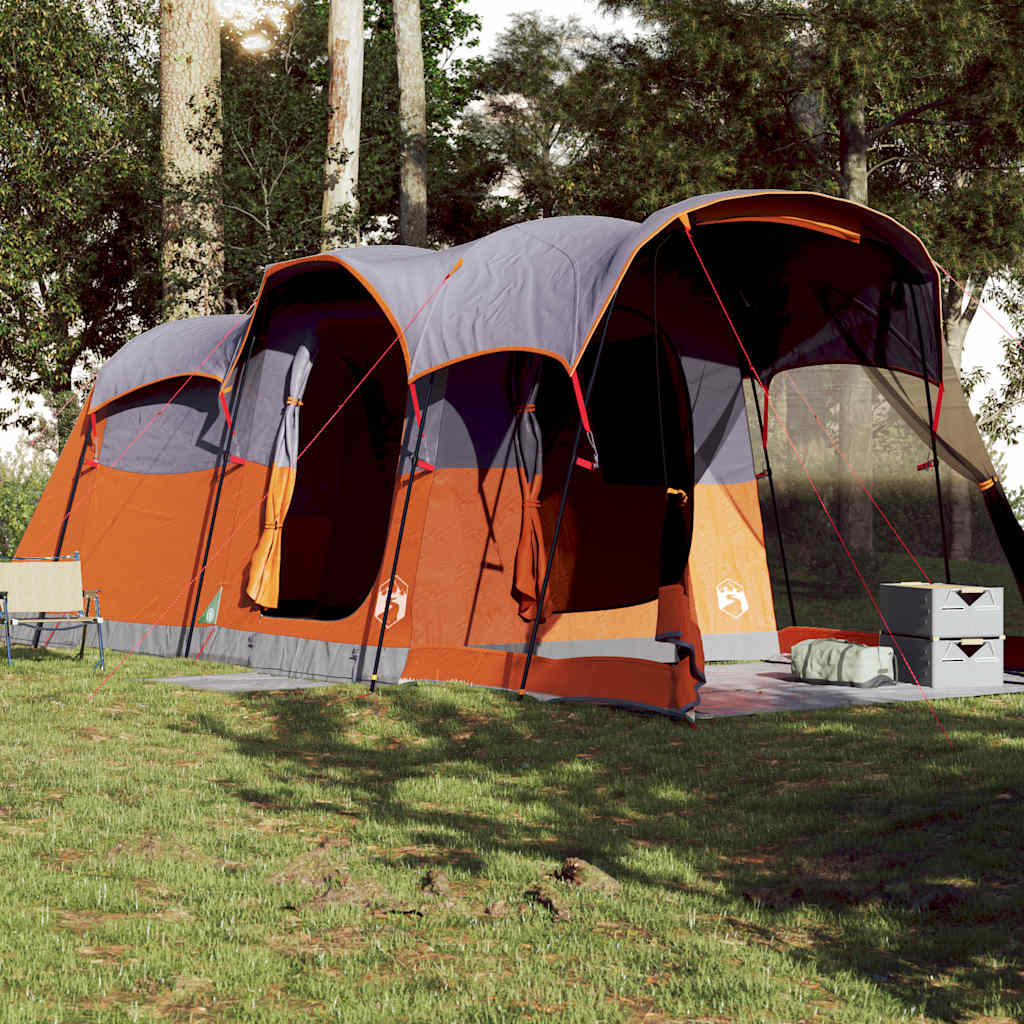 vidaXL Tienda de campaña familiar túnel 8 personas impermeable naranja - Image 3