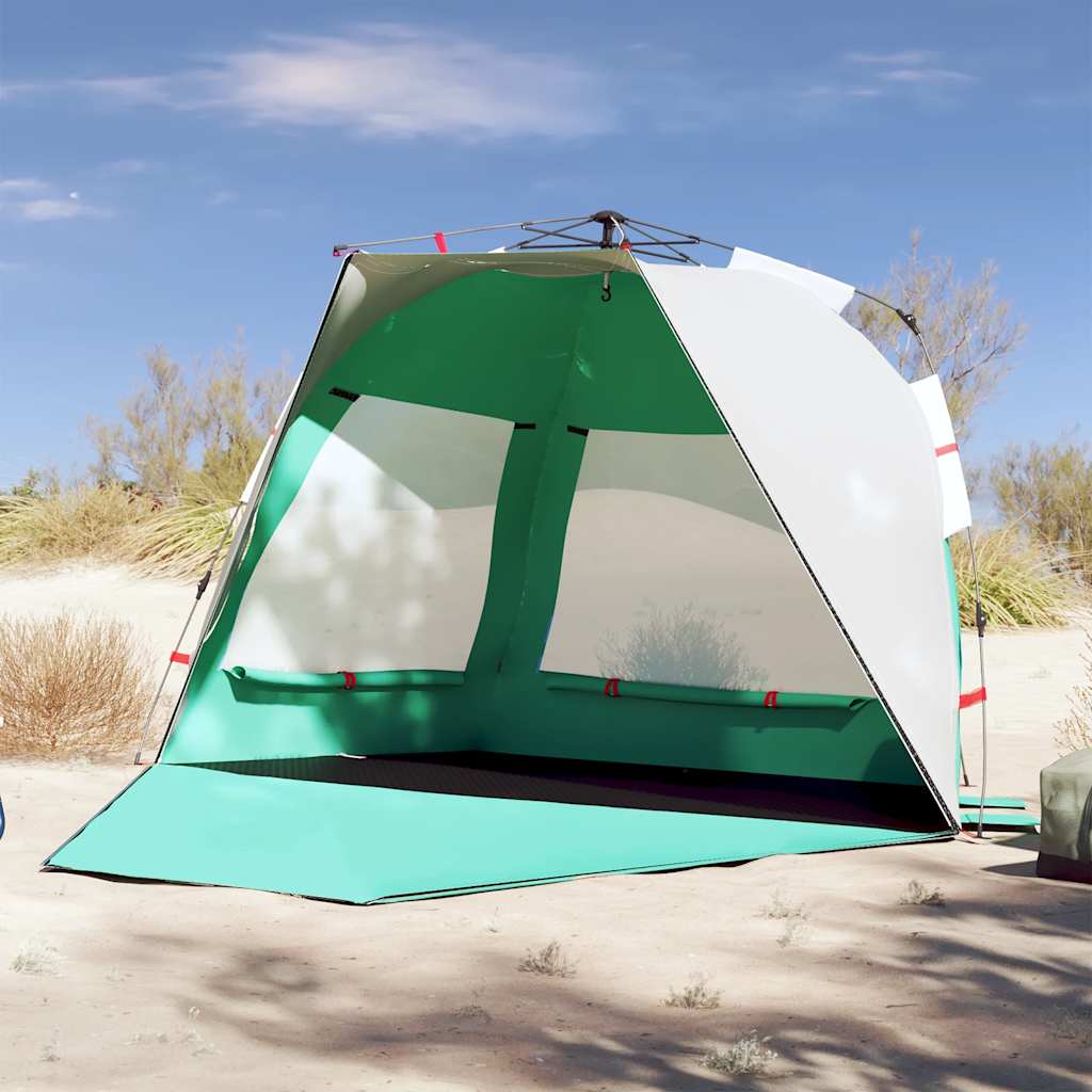 vidaXL Tienda de playa 3 personas impermeable apertura rápida verde
