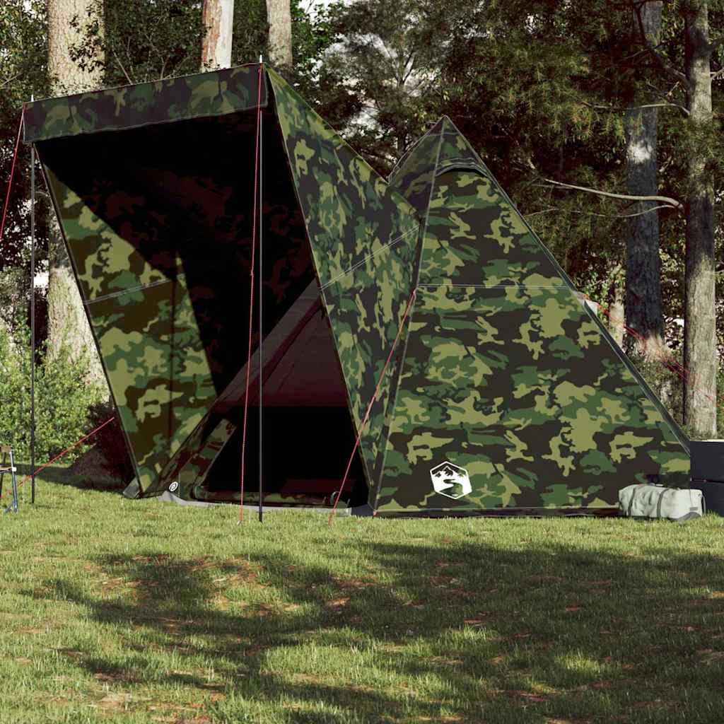 vidaXL Tienda campaña familiar tipi 6 personas impermeable camuflaje