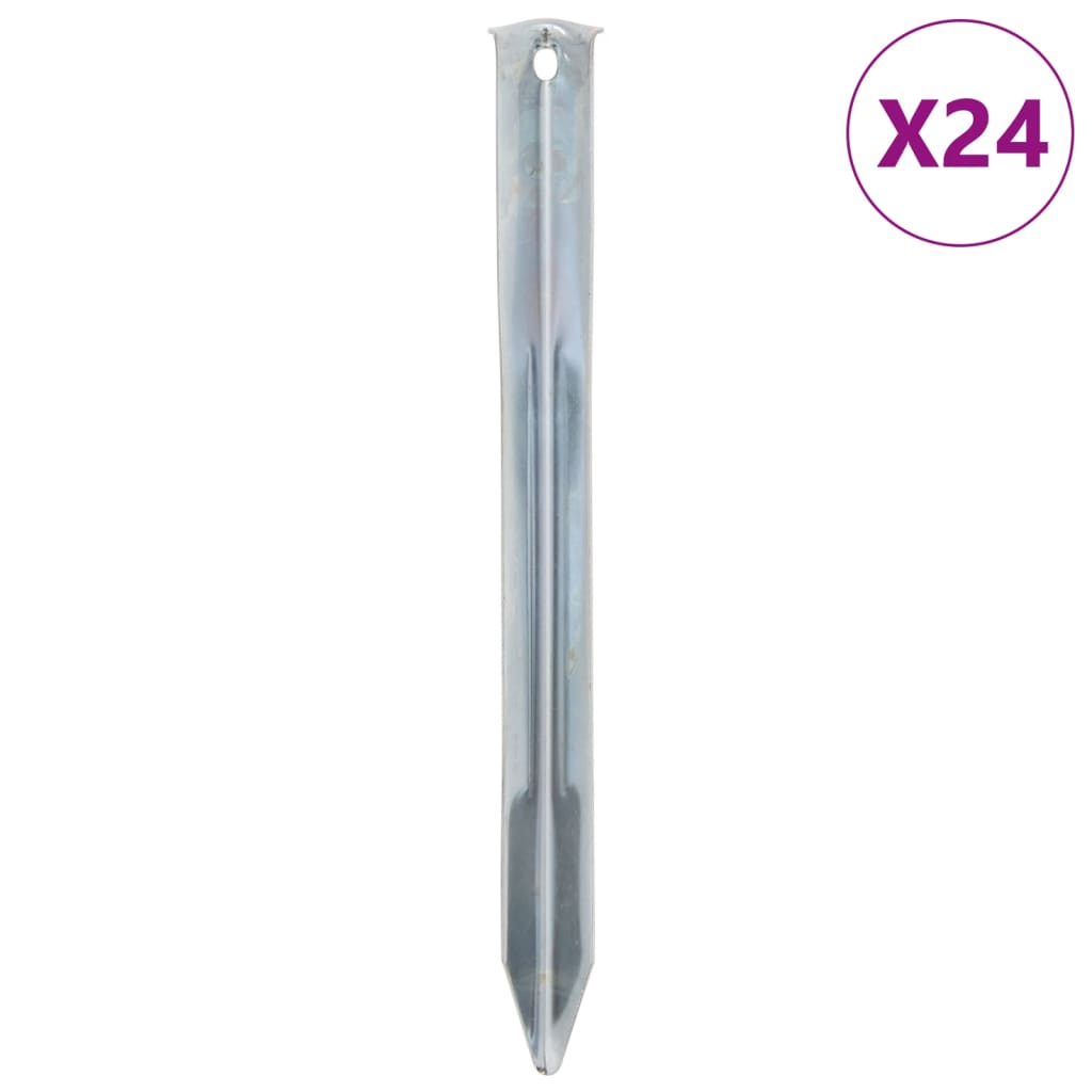 vidaXL Clavijas para tienda 24 uds acero galvanizado 22 cm Ø20 mm