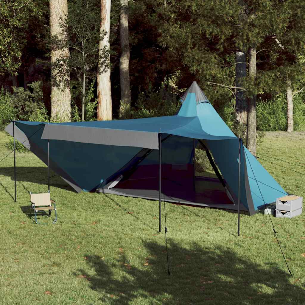 vidaXL Tienda de campaña familiar tipi 8 personas impermeable azul
