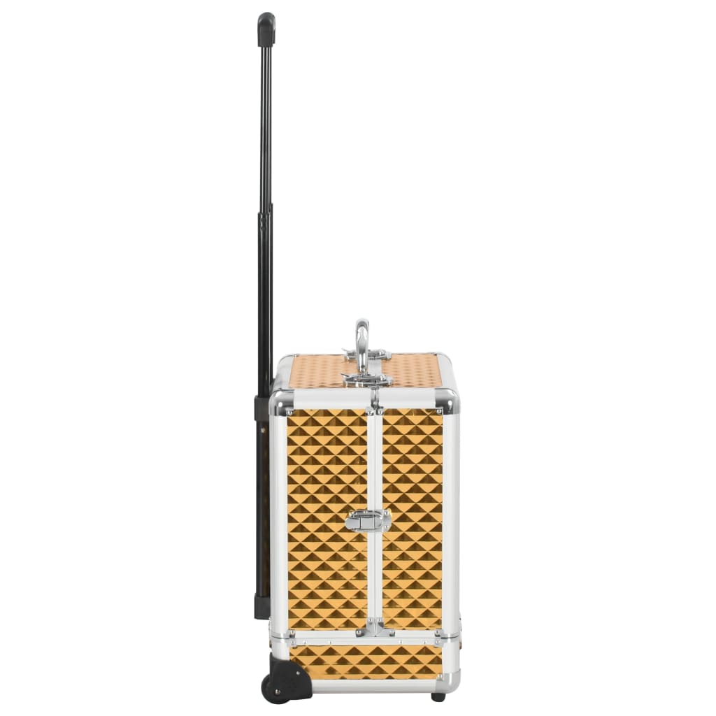 vidaXL Maletín trolley de maquillaje aluminio dorado 35x29x45 cm - Image 3