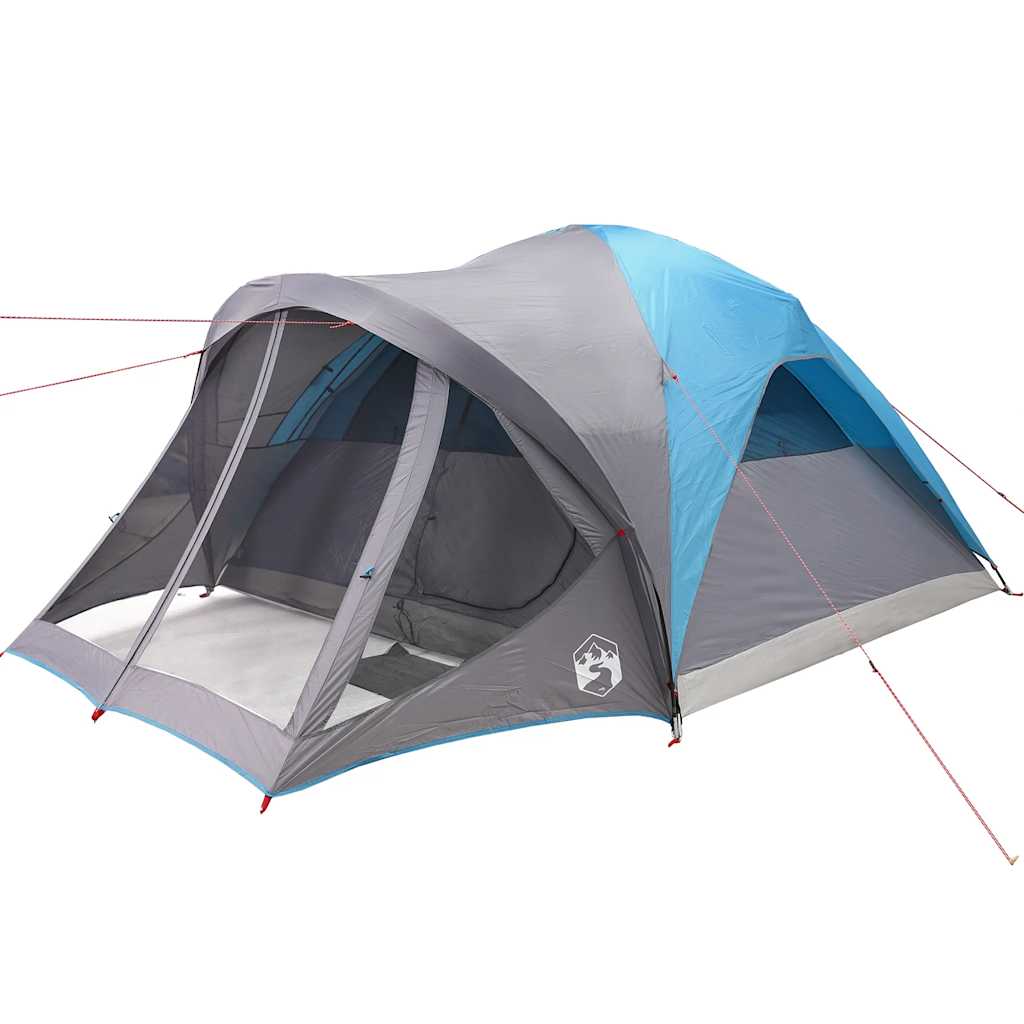 vidaXL Tienda de campaña familiar túnel 6 personas impermeable azul - Image 4