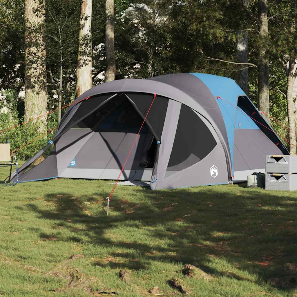 vidaXL Tienda de campaña familiar túnel 6 personas impermeable azul