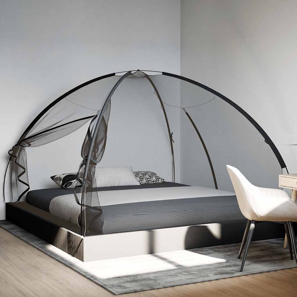 vidaXL Mosquitera con puertas Mongolia 220 malla negra 200x200x135 cm