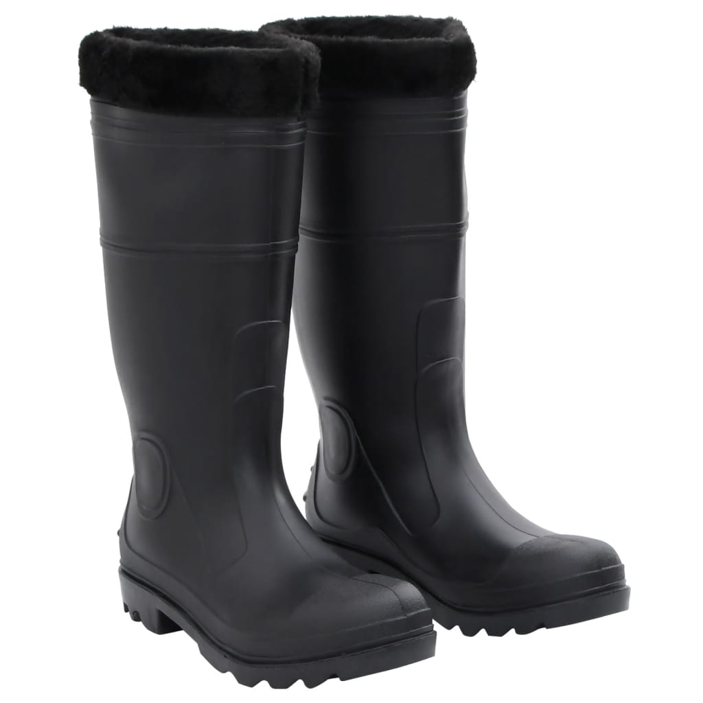 vidaXL Botas de agua con calcetines extraíbles negro número 42 PVC