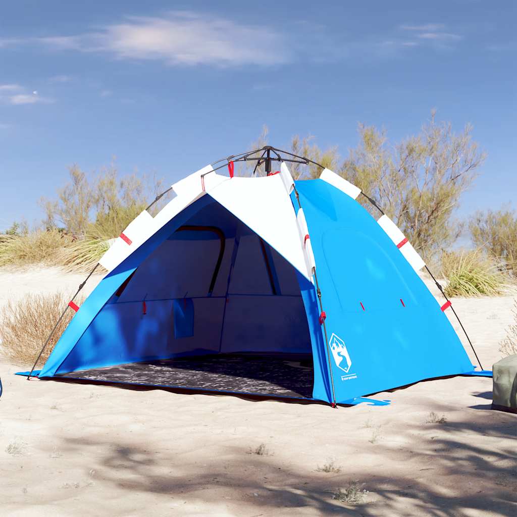vidaXL Tienda de playa 3 personas impermeable apertura rápida azul
