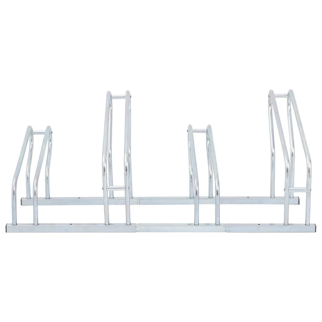vidaXL Soporte para 4 bicicletas suelo independiente acero galvanizado - Image 3