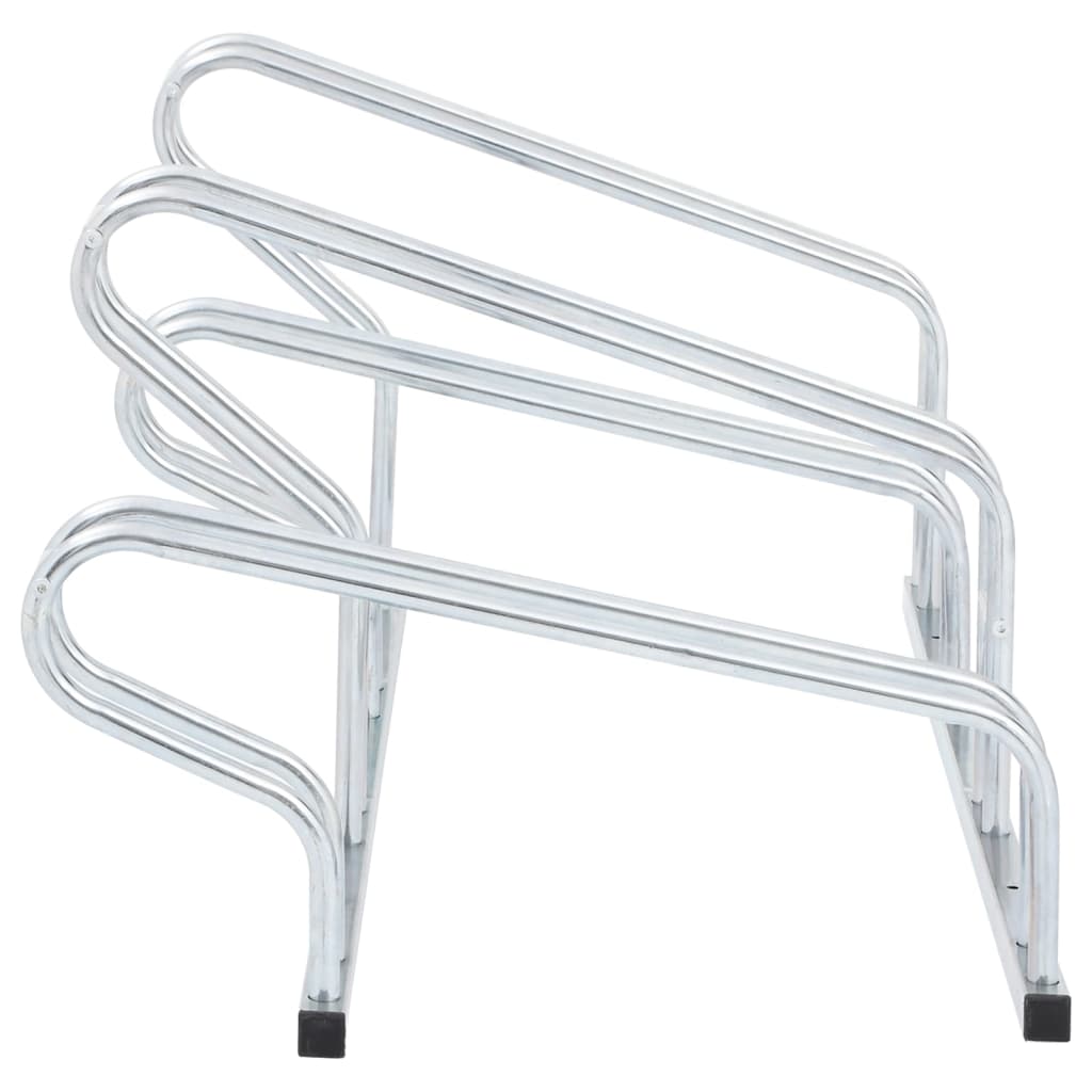 vidaXL Soporte para 4 bicicletas suelo independiente acero galvanizado - Image 4