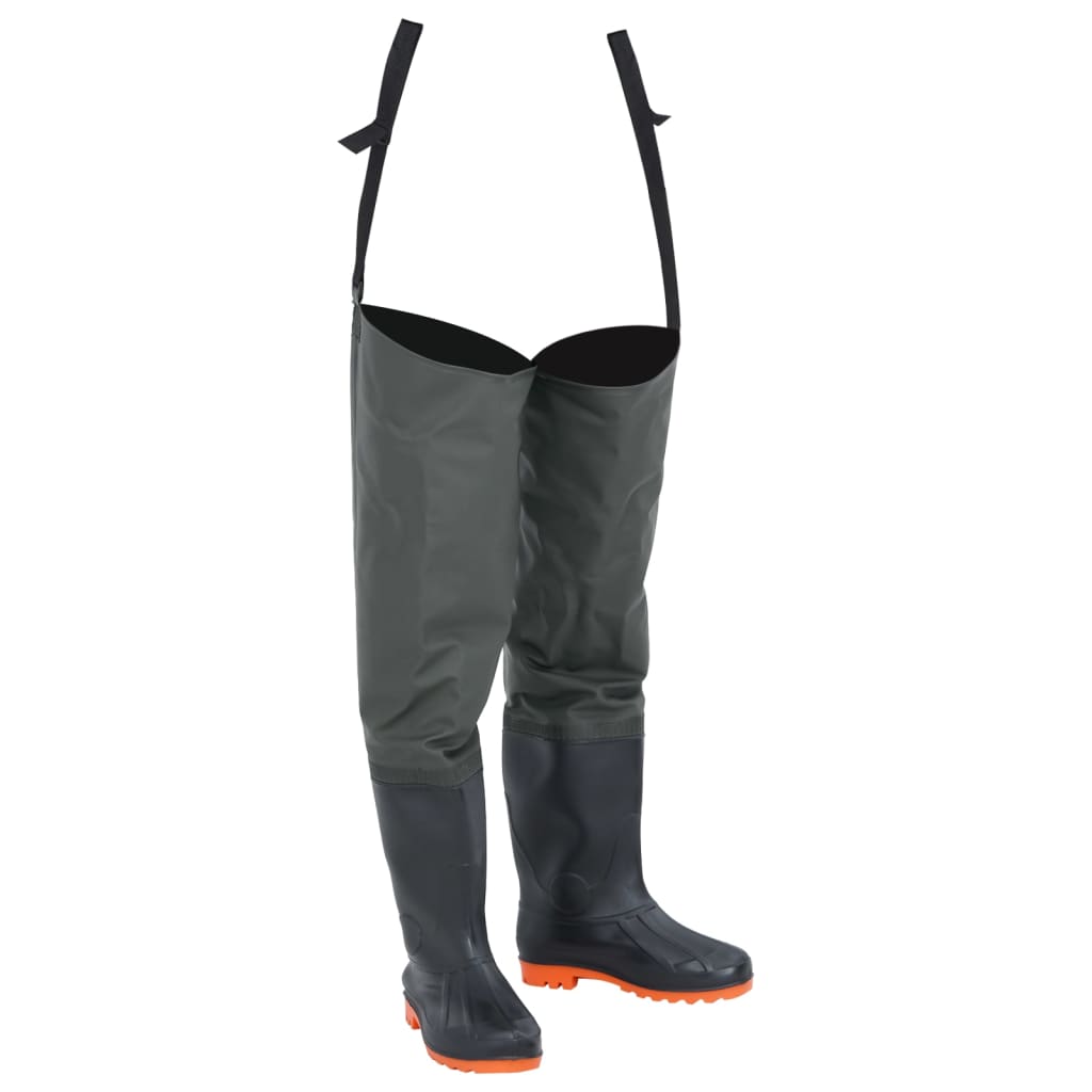 vidaXL Botas altas de agua de pesca verde oscuro talla 38