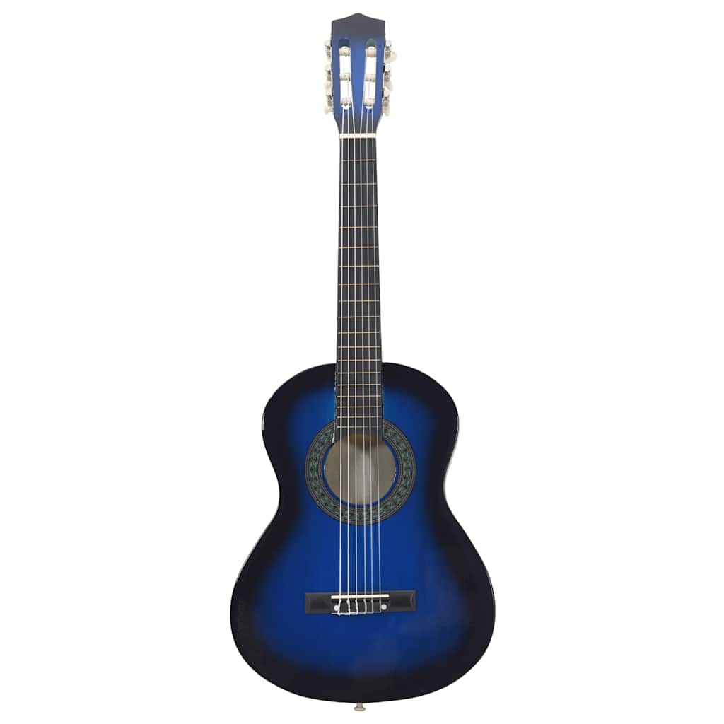 vidaXL Set de guitarra clásica para principiantes 8 pzas azul 1/2 34" - Image 3