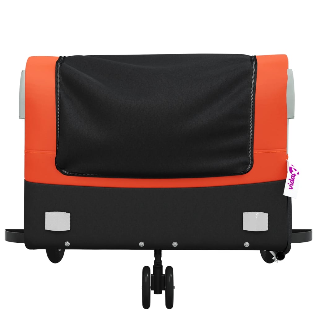vidaXL Remolque para bicicleta hierro negro y naranja 45 kg - Image 6