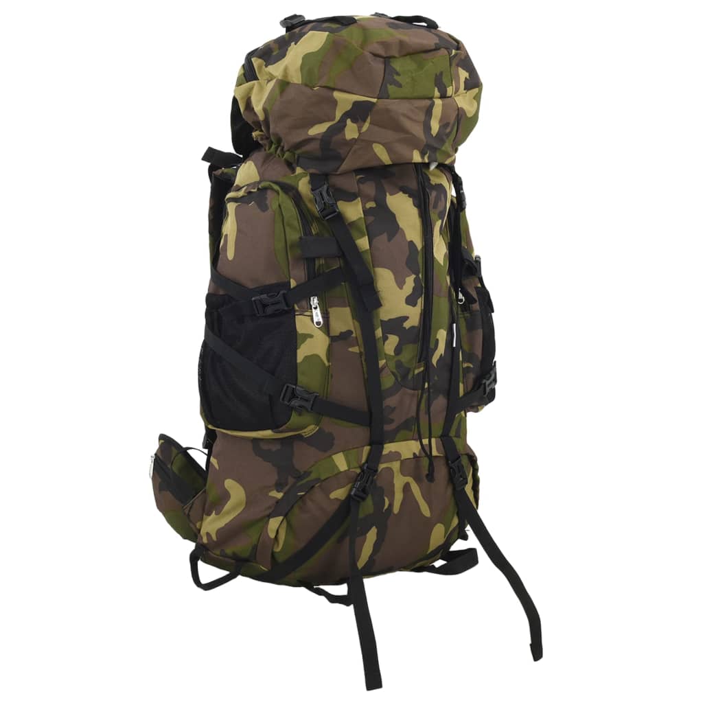 vidaXL Mochila de senderismo tela oxford verde camuflaje 100 l