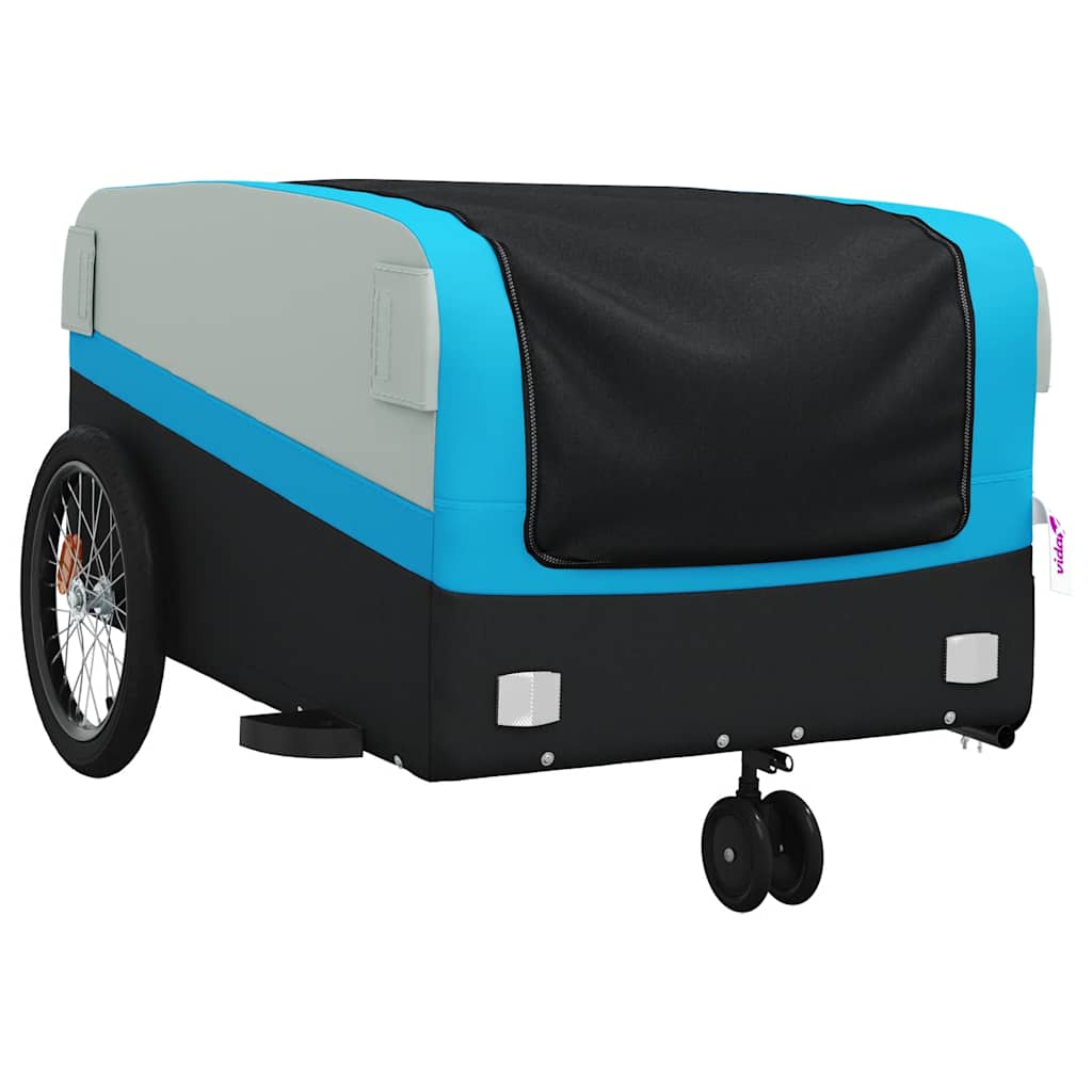 vidaXL Remolque para bicicleta hierro negro y azul 45 kg - Image 4