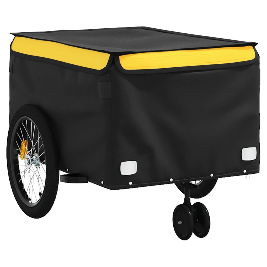 vidaXL Remolque para bicicleta hierro negro y amarillo 45 kg - Image 4